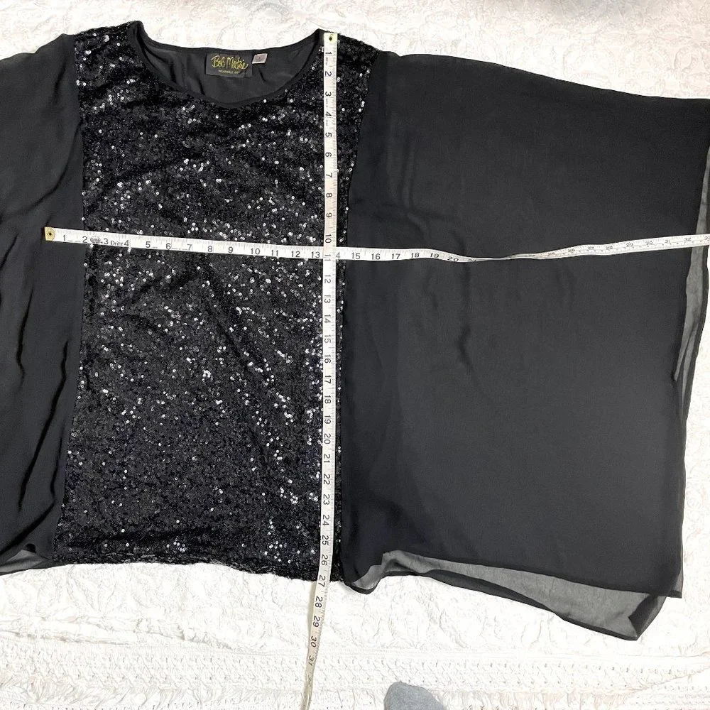 Bob Mackie sequins and chiffon black top - size large - Picture 9 of 10